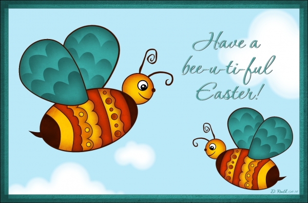 happy easter easter-bee with frame by diana 04-14
